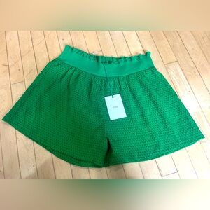 VOF High-Waist Green Textured Women's Shorts